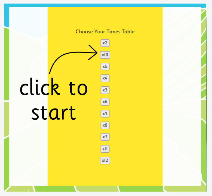 times tables game start screenshot